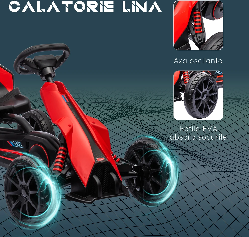 Aosom Pedalinis go kart, raudonas, 100 x 58 x 58,5 cm