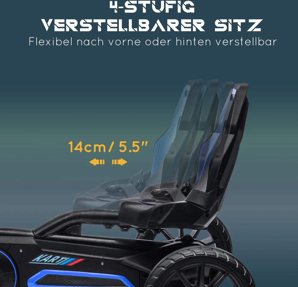 Aosom Pedalinis go kartas su rankiniu stabdžiu, mėlynas, 100 x 58 x 58,5 cm