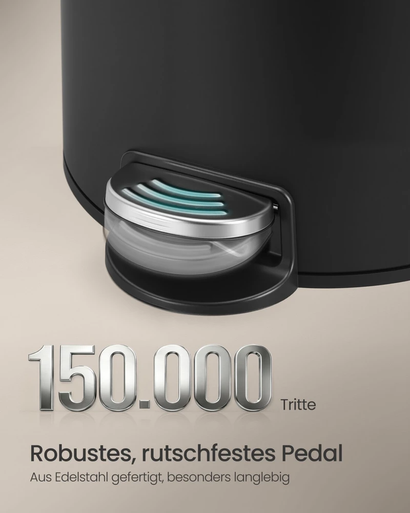 Koduva Pedalinis šiukšlių kibiras, apvalus, 30 l, plieno, išimamas vidinis kibiras, juodas