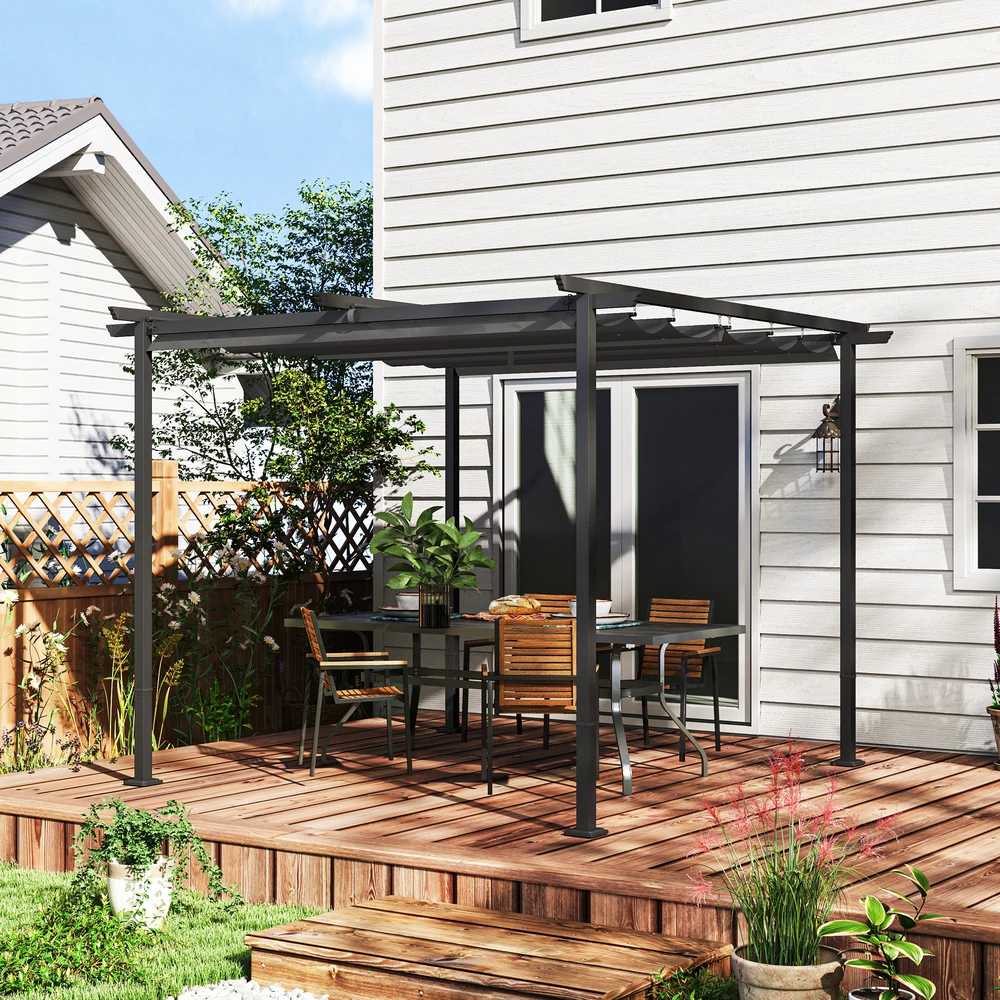Koduva Pergola 3 x 3 m su stumdomu stogu, metalinis rėmas, tamsiai pilka