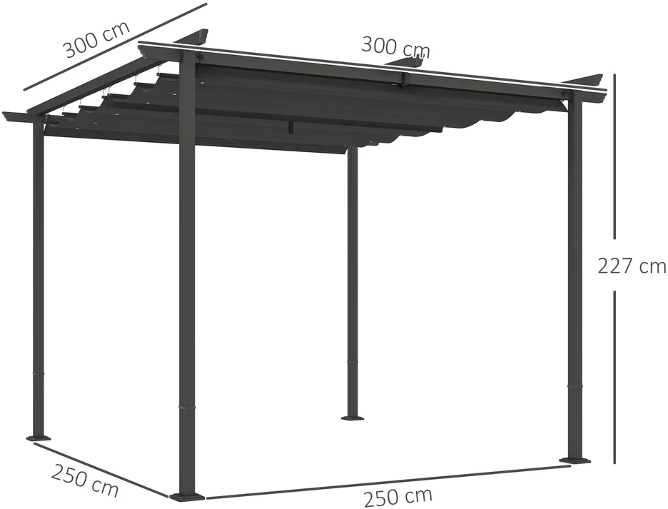 Koduva Pergola 3 x 3 m su stumdomu stogu, metalinis rėmas, tamsiai pilka