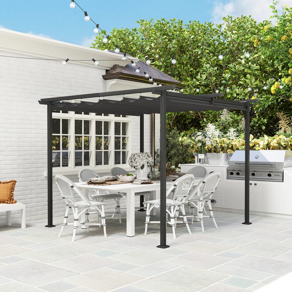 Koduva Pergola 3 x 3 m su stumdomu stogu, metalinis rėmas, tamsiai pilka
