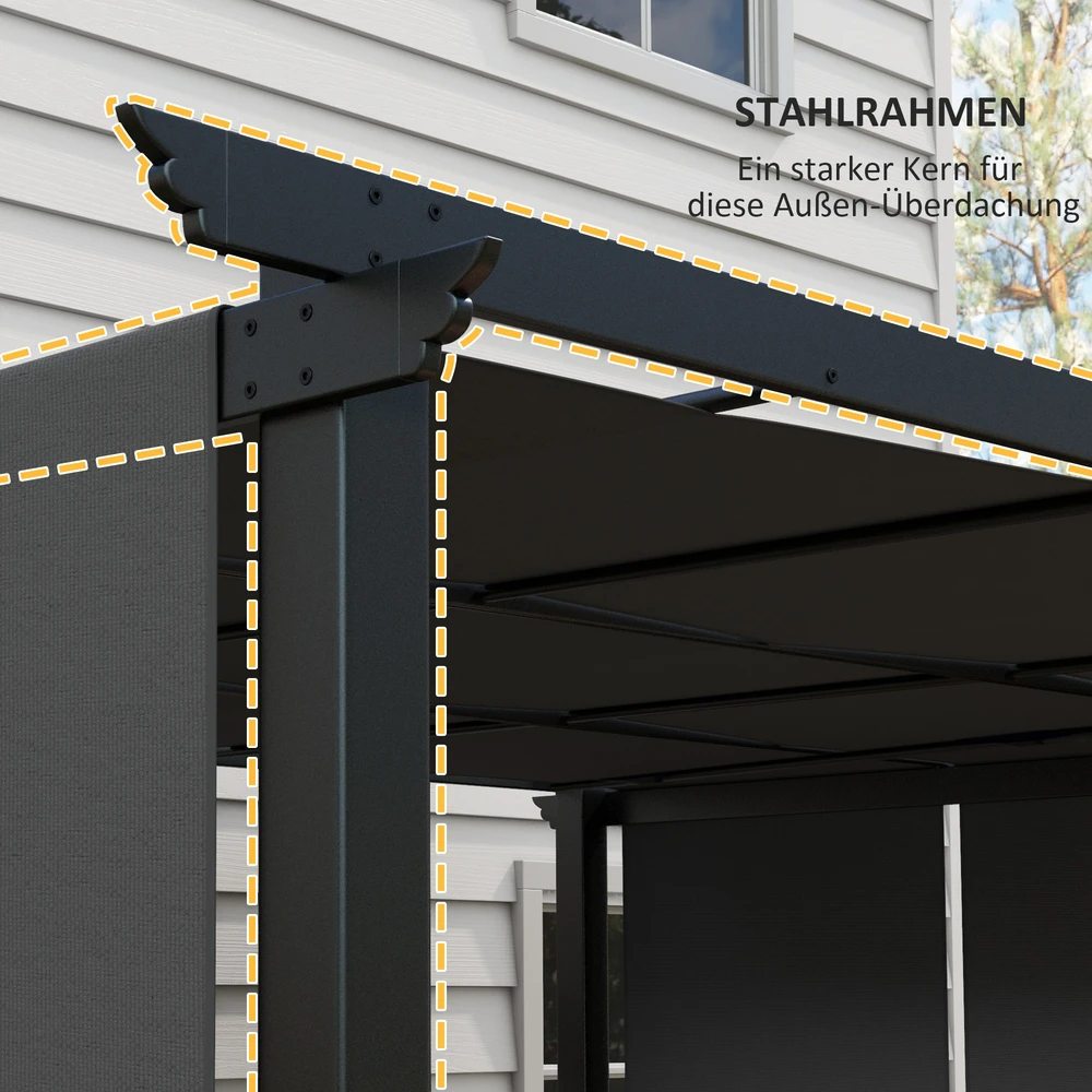Koduva Pergola su ištraukiamu stogeliu, tume pilka, 3 x 3,5 m