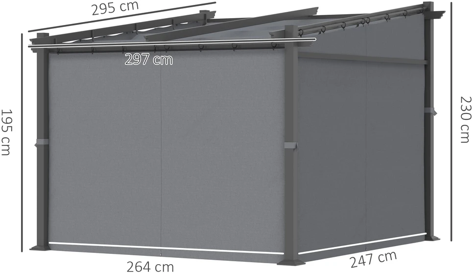 Aosom Pergola su stumdomu stogu, tamsiai pilka, 2,97 x 2,95 x 2,3 m