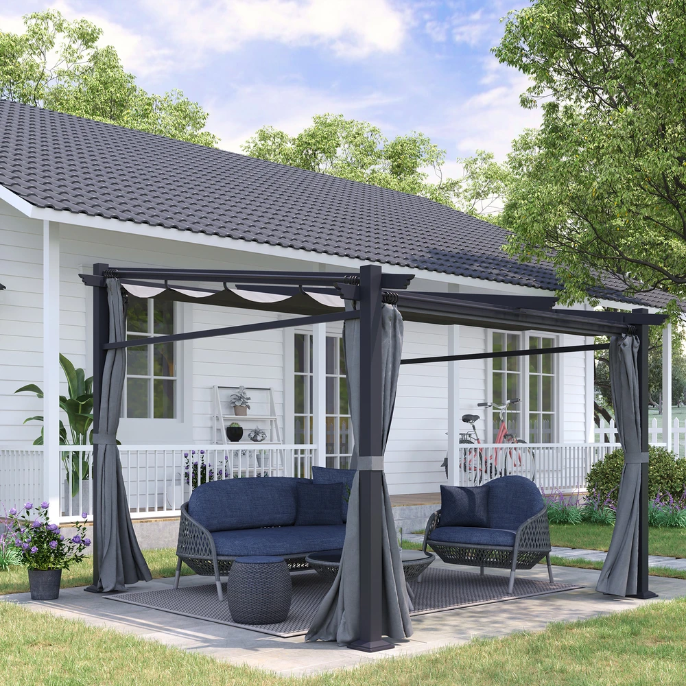 Aosom Pergola su stumdomu stogu, tamsiai pilka, 2,97 x 2,95 x 2,3 m