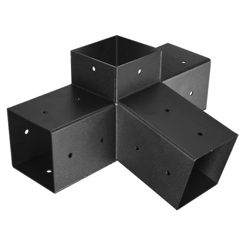 Koduva Pergolos laikiklių rinkinys VEVOR SSAE3, 3 vnt., 4 krypčių, 92 x 92 mm sijoms, anglinis plienas