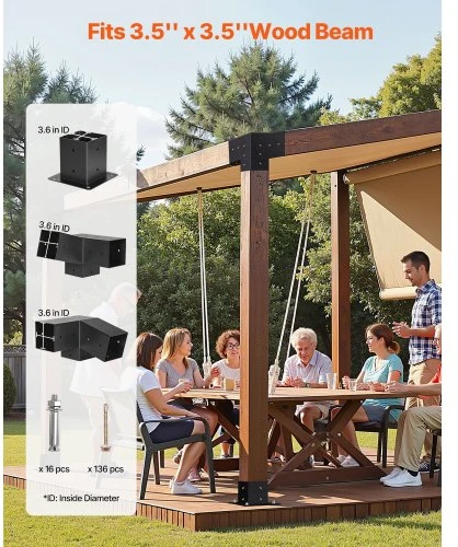 Koduva Pergolos laikiklių rinkinys VEVOR SSAC8, 8 vnt., anglinis plienas, 92 x 92 mm sijoms
