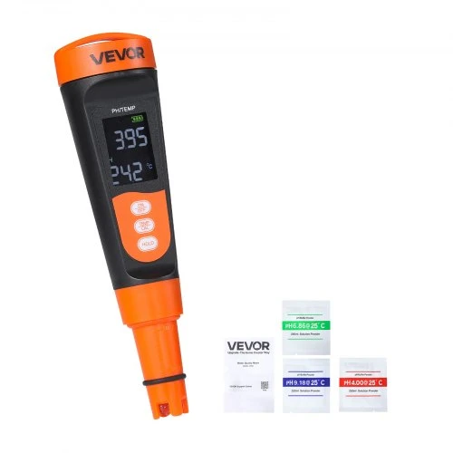 Koduva pH matuoklis VEVOR PH06, 0-14 pH, oranžinis / juodas, 19 x 4 x 4 cm