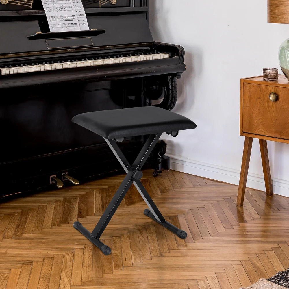 Aosom Pianino kėdė, reguliuojamas aukštis, juoda, 39 x 29 x 37-47 cm