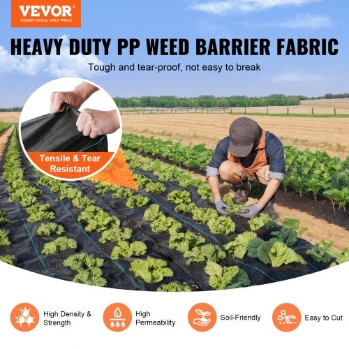 Koduva Piktžolių barjero audinys VEVOR, polipropilenas, 0,9 x 15,2 m, 108 g/m²