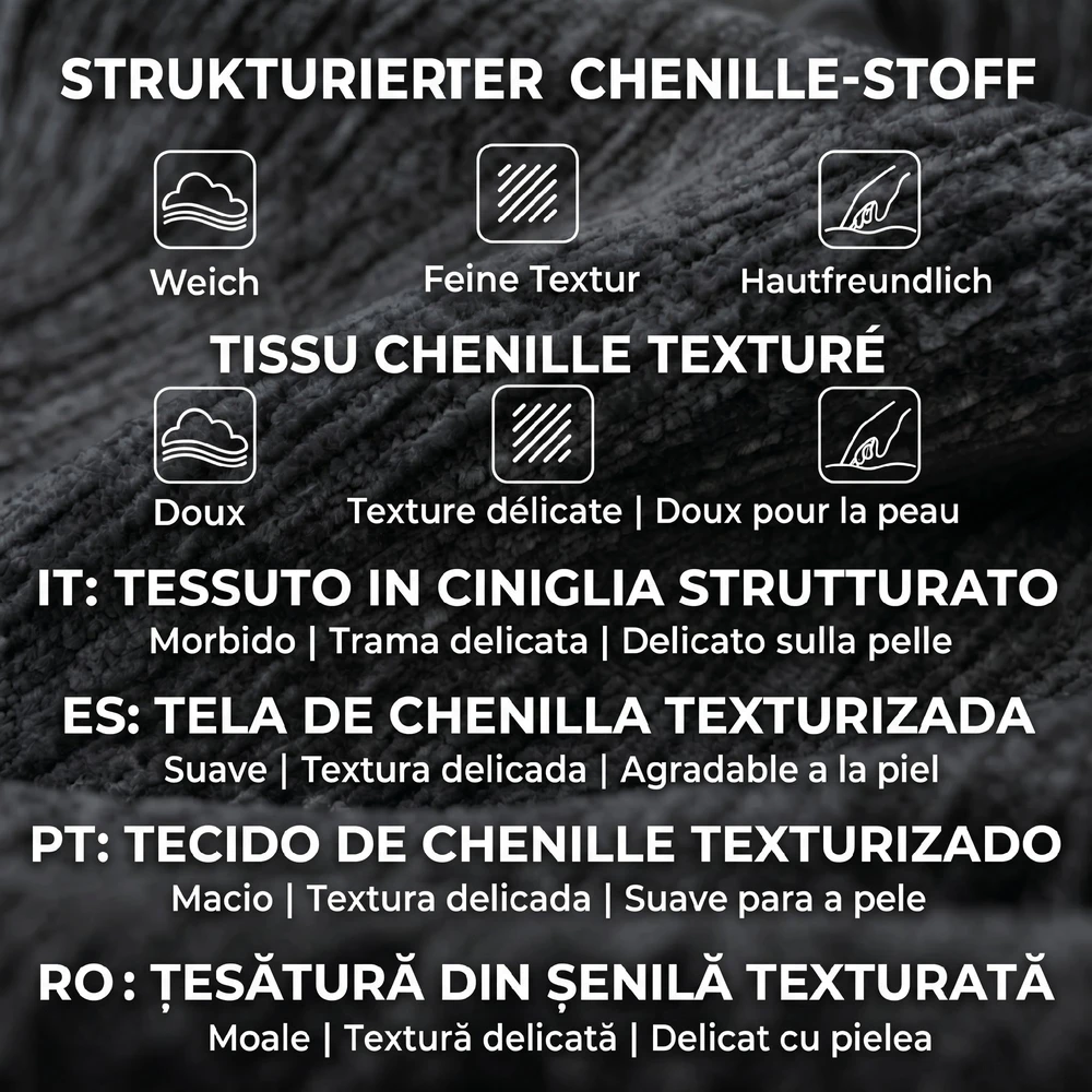 Aosom Pilka 3 vietų šenilinė „cloud“ sofa su plačia sėdyne ir 2 pagalvėmis