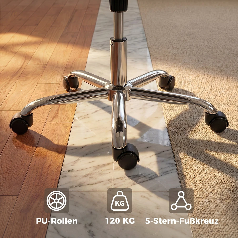 Aosom Pilkas biuro krėslas, reguliuojamas aukštis, 360° sukamas, 120 kg