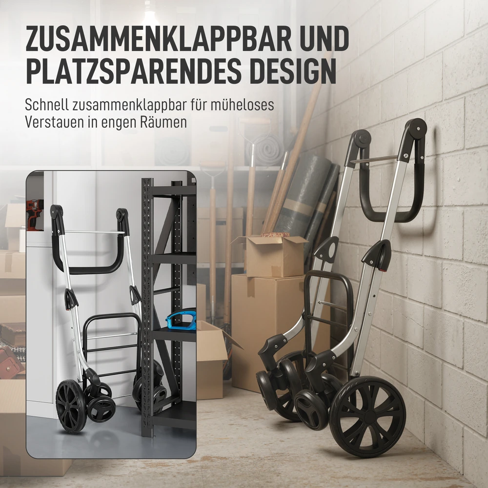 Kelioninis Aosom Pirkinių vežimėlis, 46 l krepšys, sulankstomas su šaltkrepšiu, reguliuojama rankena, aliuminio rėmas, pilkas