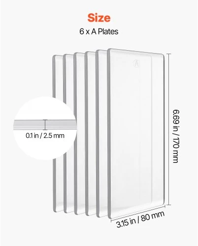 VEVOR Pjovimo plokštės, 6 vnt., 170 x 80 x 2,5 mm, skaidrus polikarbonatas, skirtos KM-1830