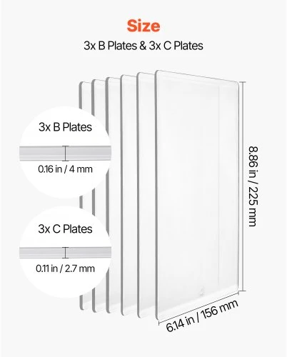 VEVOR Pjovimo plokštės, 6 vnt., 225 x 156 mm, skaidrus polikarbonatas, skirtos KM-1860