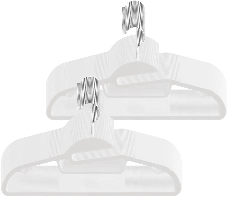 Koduva Plastikinės drabužių pakabos, 50 vnt., baltos, ABS plastikas, 41 x 22 cm