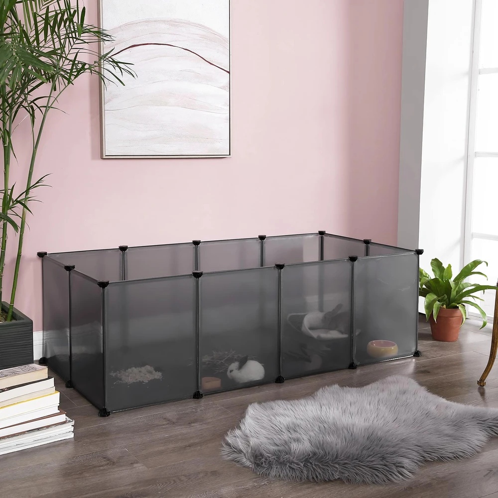Koduva Plastikinis aptvaras smulkiems gyvūnams su dugno plokštėmis, pilkas, 143 x 73 x 46 cm