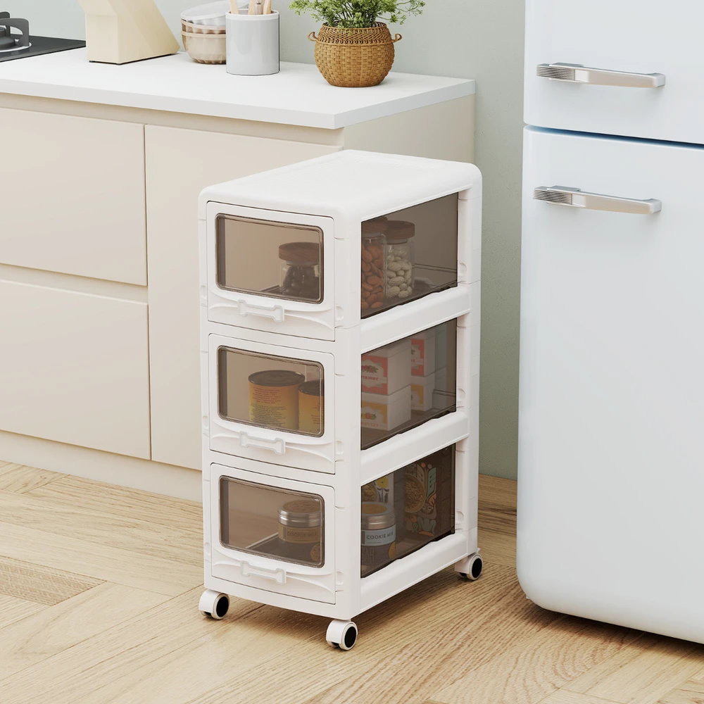Promotion Plastikinis stalčių laikymo vežimėlis, baltas, 3–5 stalčiai