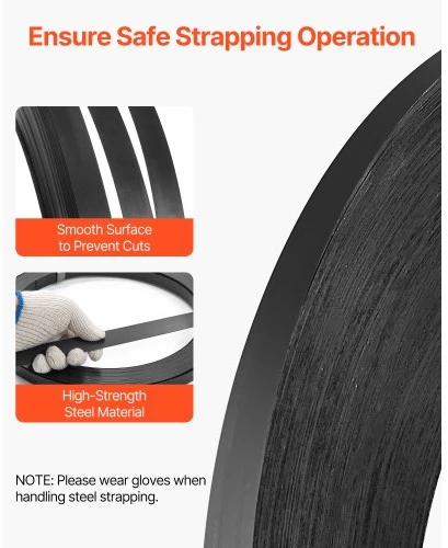 VEVOR Plieninės juostos ritinys GD1905, 19 mm x 0,55 mm x 500 m, 770 kg
