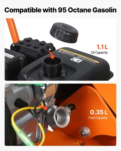 Koduva Plokštinė vibroplokštė VEVOR HZR40, 1,49 kW, 79 cc, juoda / oranžinė, 88 x 36 x 94 cm