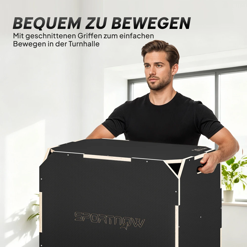 Aosom Plyo box, 3-in-1, su rankenų angomis, juoda, 76 x 61 x 51 cm