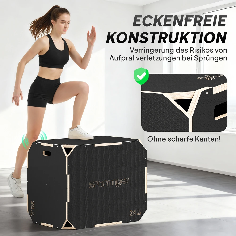 Aosom Plyo box, 3-in-1, su rankenų angomis, juoda, 76 x 61 x 51 cm