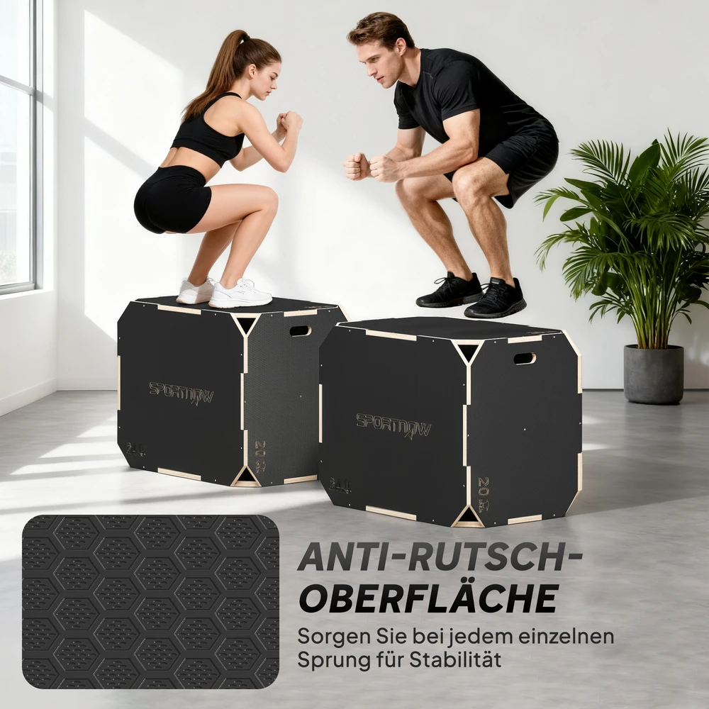 Aosom Plyo box, 3-in-1, su rankenų angomis, juoda, 76 x 61 x 51 cm