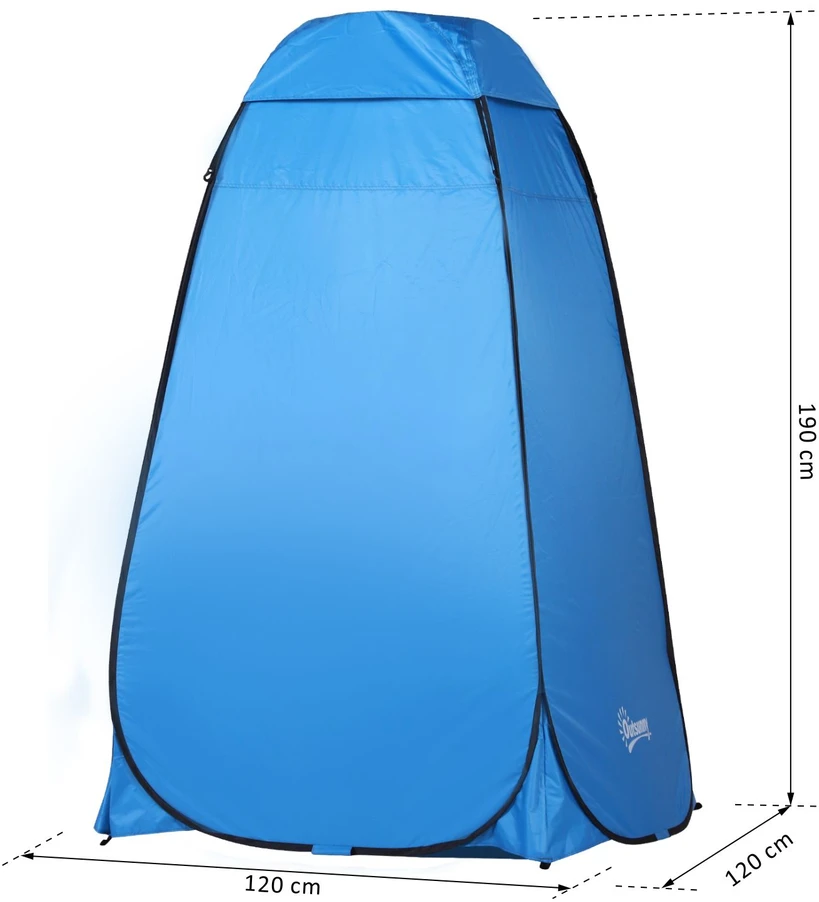 Aosom Pop-up dušo ir tualeto palapinė, dangaus mėlyna, 120 x 120 x 190 cm