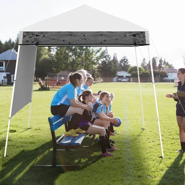 Promotion Pop-up palapinė su šonine siena ir kuprine, balta