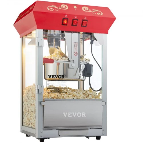 VEVOR Popkornų aparatas, 850 W, 8 oz katilas, raudonas