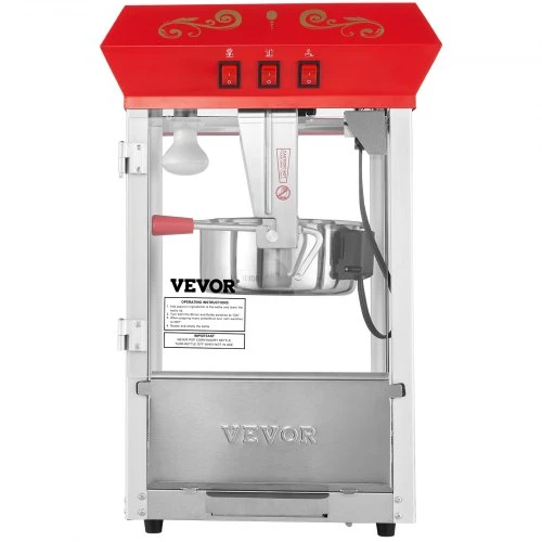 VEVOR Popkornų aparatas, 850 W, 8 oz katilas, raudonas