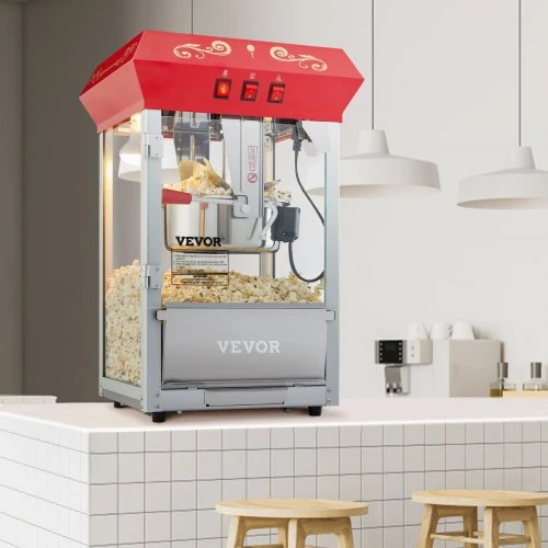 VEVOR Popkornų aparatas, 850 W, 8 oz katilas, raudonas