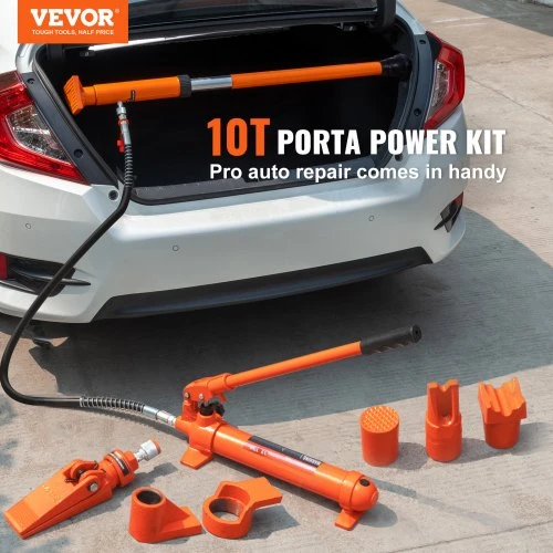 VEVOR Porta Power hidraulinis kėliklis 10 tonų, 1,4 m alyvos žarna, auto kėbulo rėmo taisymo rinkinys