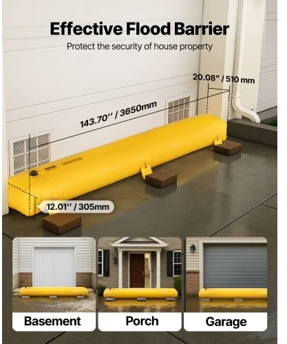 VEVOR Potvynių barjeras, PVC, 366 x 51 x 31 cm, 500 l