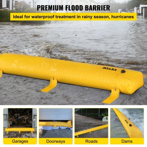 Koduva Potvynių barjeras VEVOR, PVC, geltonas, 7,32 m x 51 cm x 30,5 cm