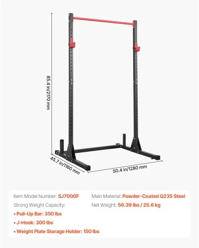 VEVOR Power cage squat rack SJ7000F, 1160 x 1280 x 2170 mm