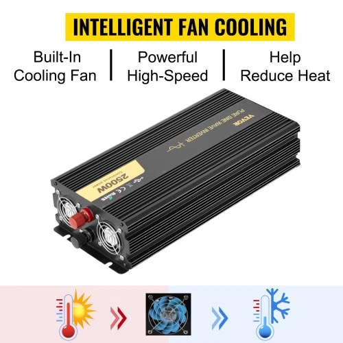 VEVOR Power inverter GYS-2500W, 2500 W, DC 12 V į AC 230 V, su LCD ir nuotolinio valdymo pultu