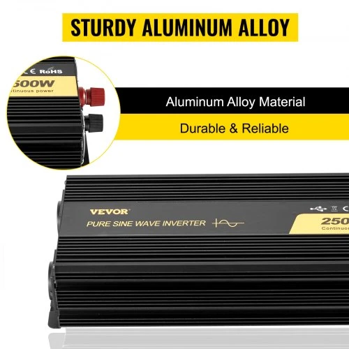 VEVOR Power inverter GYS-2500W, 2500 W, DC 12 V į AC 230 V, su LCD ir nuotolinio valdymo pultu