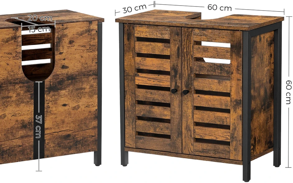 Koduva Praustuvo spintelė, 60 x 30 x 60 cm, medžio drožlių plokštė ir plienas, ruda-juoda
