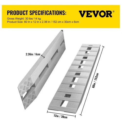 VEVOR Priekabos rampos, aliumininės, 2 vnt., 152 x 31 cm, iki 2722 kg
