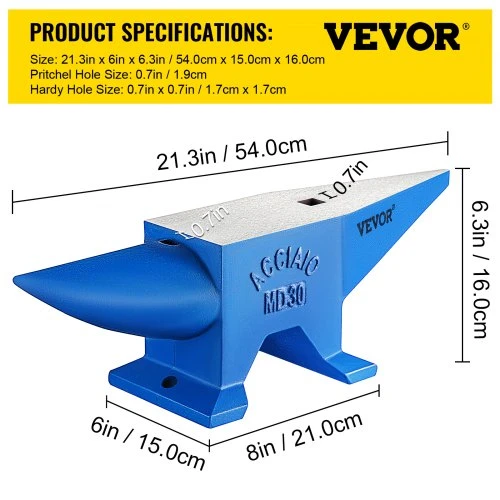 VEVOR Priekalas, plieno, 30 kg, 54 x 15 x 16 cm