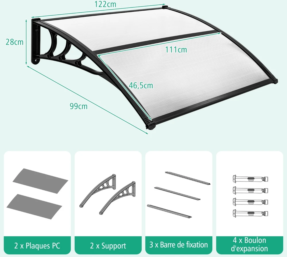 Promotion Priešdurų stogelis 122x99 cm pilkas spalvos