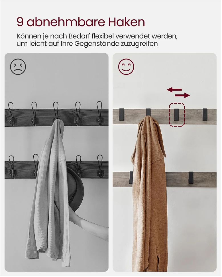 Koduva Prieškambario kabykla su batų lentynomis ir sėdyne, 9 kabliukai, 33,7 x 84 x 183 cm, pilkai ruda-juoda