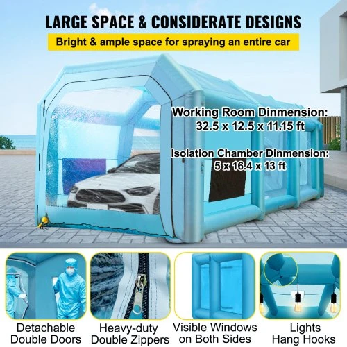 VEVOR Pripučiama dažymo kamera, 12 x 5 x 4 m, mėlyna