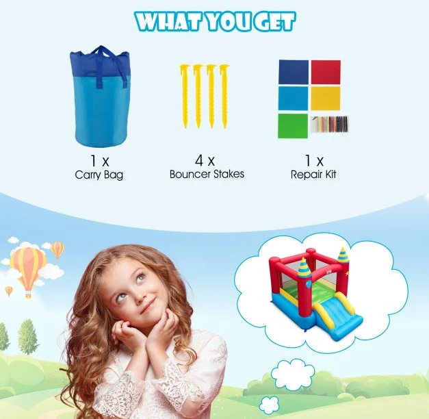 Promotion Pripučiama žaidimų pilis su čiuožykla, 2-in-1, 260 x 1190 x 205 cm