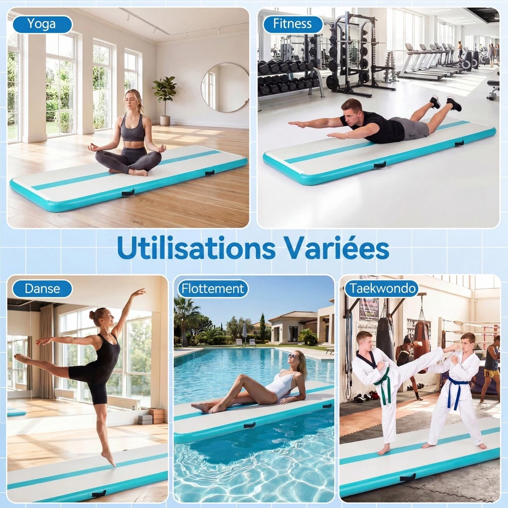 Koduva Pripučiamas gimnastikos kilimėlis, PVC, žalias, 297 x 98 x 11 cm, su elektriniu siurbliu ir krepšiu