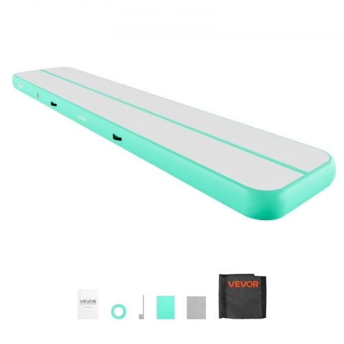 VEVOR Pripučiamas gimnastikos kilimėlis su elektriniu siurbliu, 500 x 100 x 20 cm, mėtų žalios spalvos