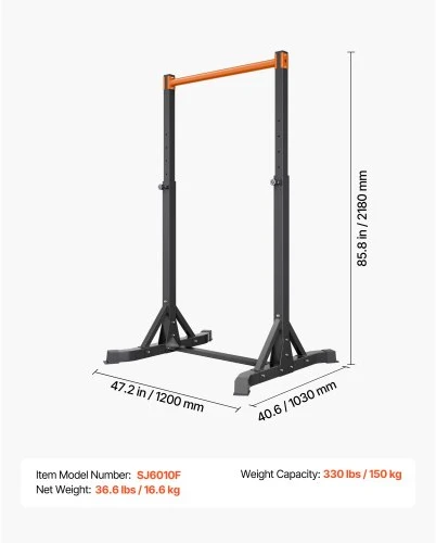 VEVOR Prisitraukimų stovas SJ6010F, plieno, iki 150 kg, 103 x 120 x 218 cm