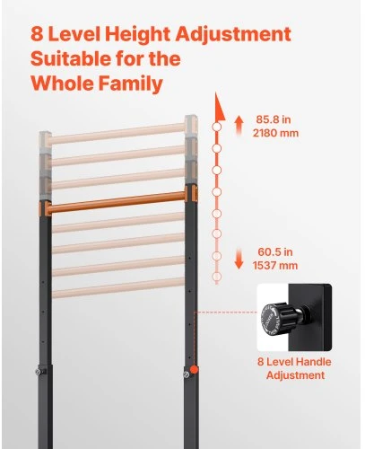 VEVOR Prisitraukimų stovas SJ6010F, plieno, iki 150 kg, 103 x 120 x 218 cm