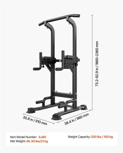 VEVOR Prisitraukimų stovas SJ80 su nugaros atrama, reguliuojamas aukštis 186-236 cm, iki 150 kg